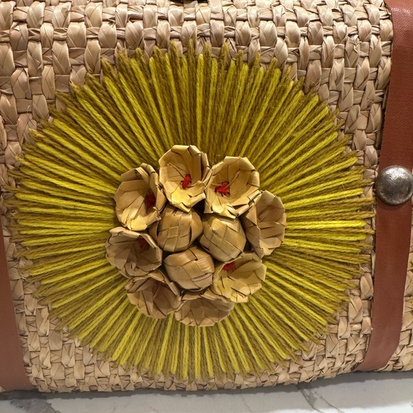 Vintage Mexico Straw Bag Acapulco Tourist Seagrass Beach Bag Large 1960 - Picture 2 of 10